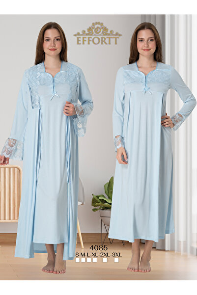 EM&FA TEKSTİL Pregnant Maternity Nightgown Set with Robe