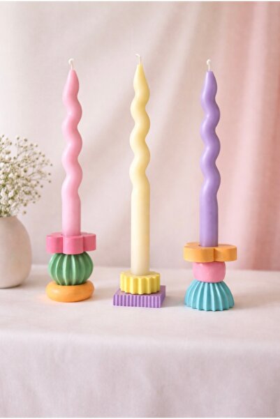 LORİCA Renkli Şamdan mumluk- katkat dekoratif şamdan seti 8’li