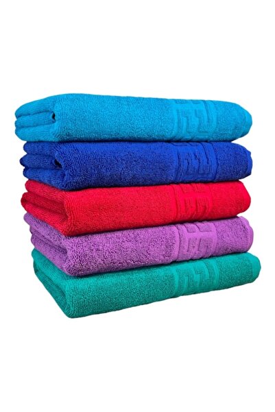 Plush Set of 5 Towels, Multicolor, 70x140cm, 100% Cotton