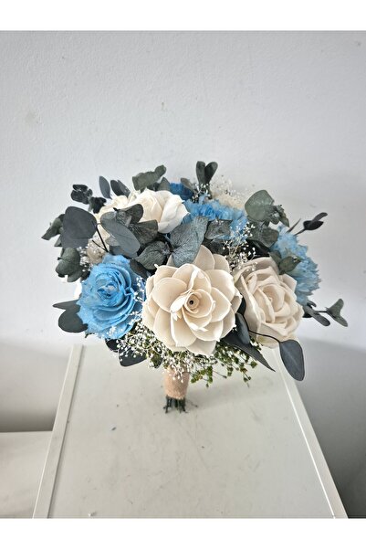 Yellow Tulip Buchet mireasa/ nasa realizat cu flori sola nemuritoare si eucal...