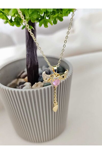 stainles steel Çelik kalpi kanatlı kolye
