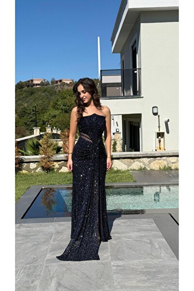 AYŞENUR DİNÇER Diva Pul Payet Abiye Lacivert