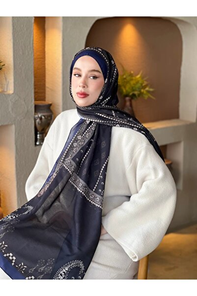 Modakaşmir GÜLCE DESEN ŞAL - INDIGO/LACİVERT