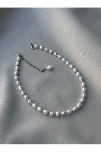 Taşmir Certified Barley Pearl Necklace Stainless Steel Apparatus