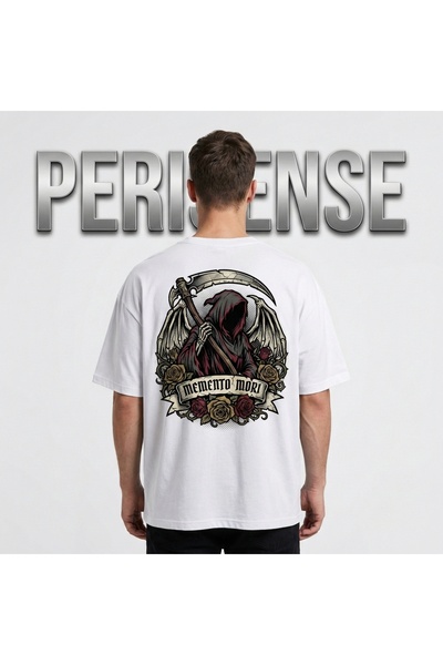 PERISENSE Unisex Grim Reaper Printed Premium Combed Cotton Oversized T-Shirt