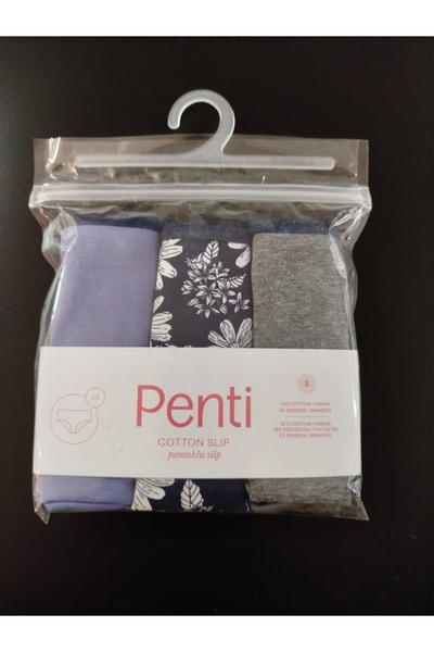 Penti Blue Daisy 3-Pack Multi-Colored Cotton Slip Panties