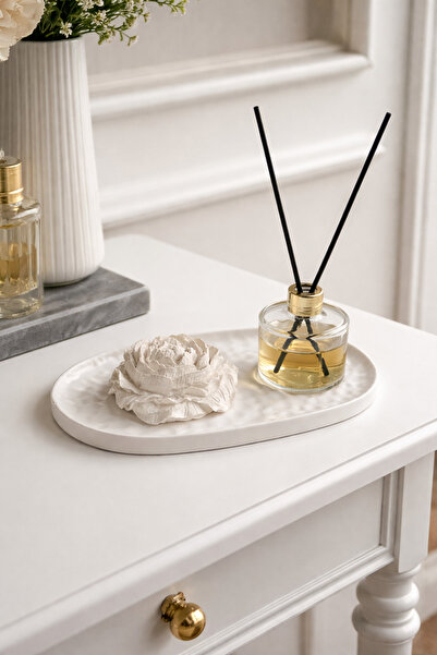 Sisay Home Dekoratif Dresuar Üstü Tepsi Seti | Oda Kokusu Şişesi ve Çiçek Det...