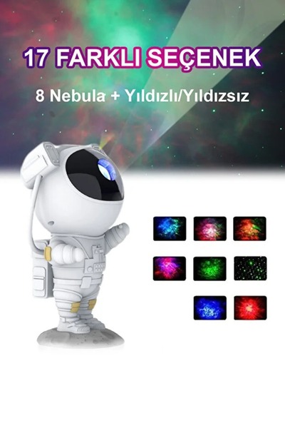 AZEQ Astronot Galaksi Projektör Kumandalı Gece Lambası Yıldız Ve Samanyolu Pr...