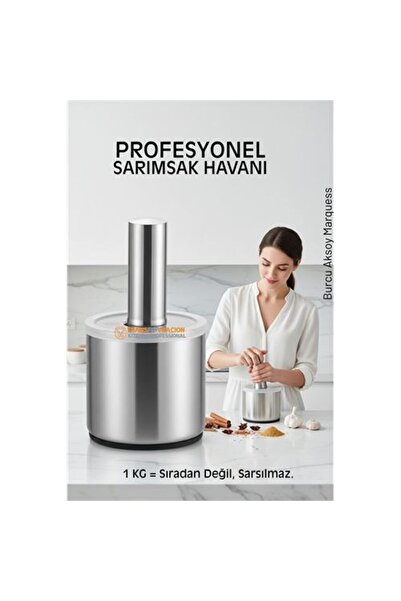 ModaCar Profesyonel Ezici Sarımsak Havanı Seti - Mutfak Tipi Baharat Havanı 3...