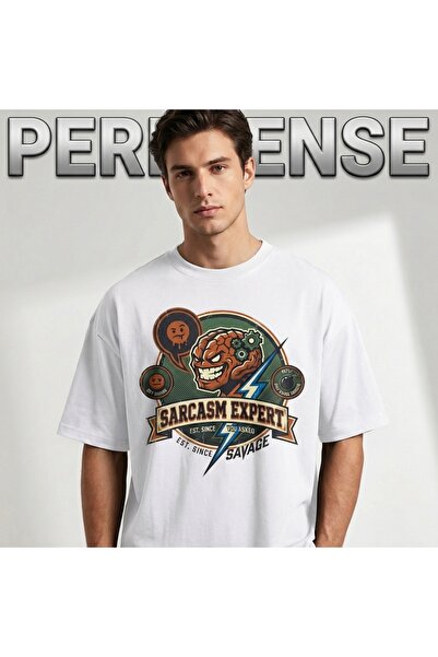 PERISENSE Unisex Sarcasm Expert Printed Premium Combed Cotton Oversized T-Shirt