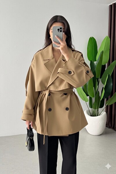 Yasmy Collection معطف نسائي مبطن من الكشمير بطول متوسط من Camel Premium HZL25...