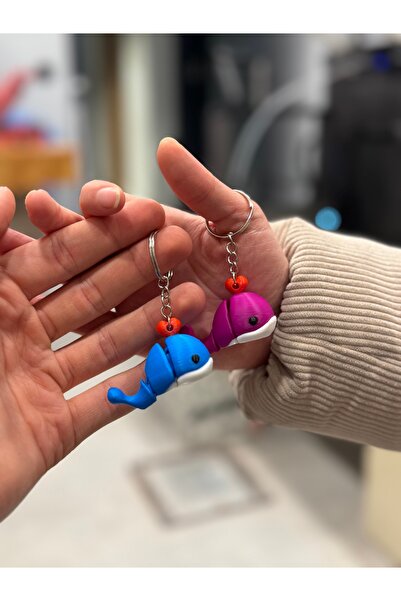 3D سلسلة مفاتيح على شكل حوت (أزرق وردي)