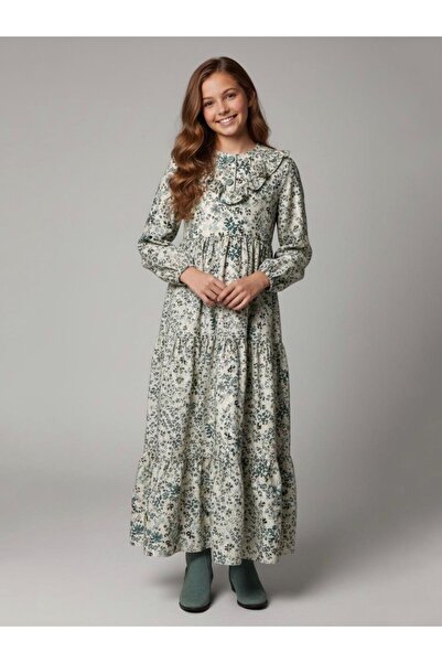 Giyinse فستان جونكا المخملي للفتيات باللون الأزرق