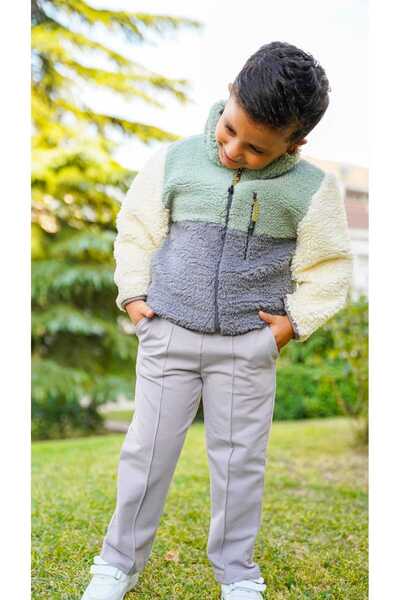 Miniro Kids GARNİLİ HAKİ ERKEK PELUŞ MONT