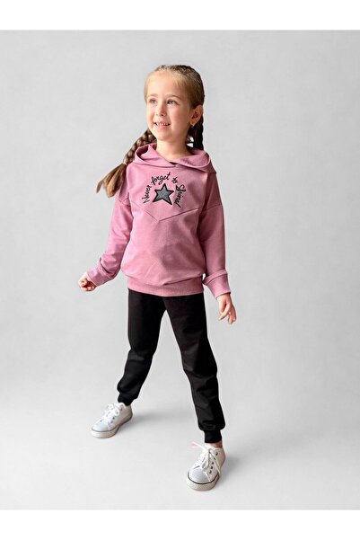 Giyinse طقم بناتي مطرز بنجمة باللون الفوشيا