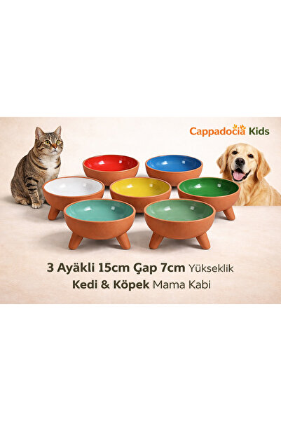 Universal Ayaklı Sırlı Çömlek Seramik Kedi & Köpek Mama-Su Kabı