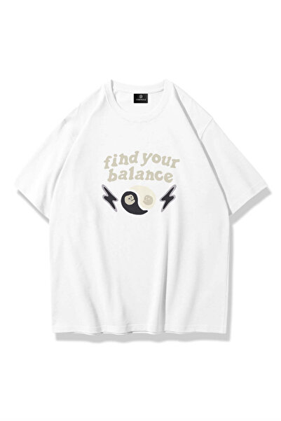 Trendiz Unisex Find Your Balance Tshirt Beyaz