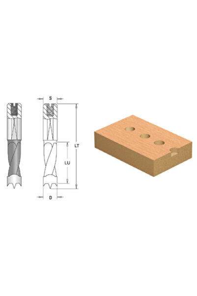 ELBE Βίδα ρύθμισης κυλινδρικού στελέχους με φρεζαριστό τρυπάνι CMS D5x35x70 Z...