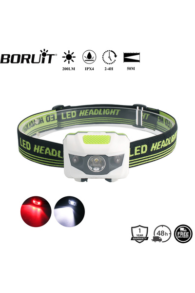 Choice مصباح رأس صغير LED أحمر وأبيض من BORUiT، 4 أوضاع إضاءة، 200 لومن، خفيف...