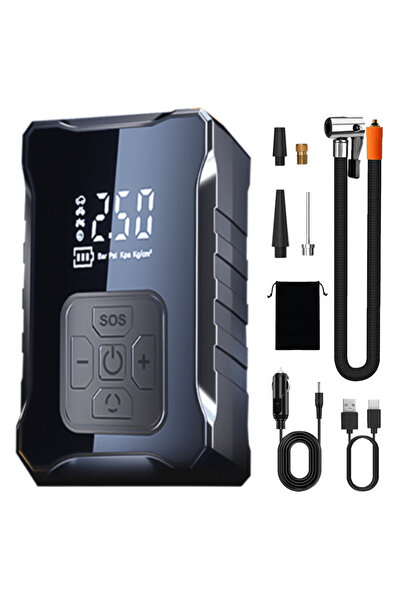 MOGODA Compresor auto digital cu baterie, 10,3 BAR/ 150 PSI, 50L/min, LED, 40...