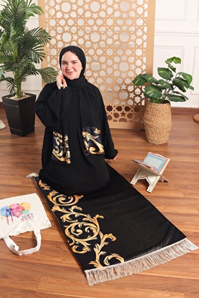 Generic Satin abaya with lined prayer mat