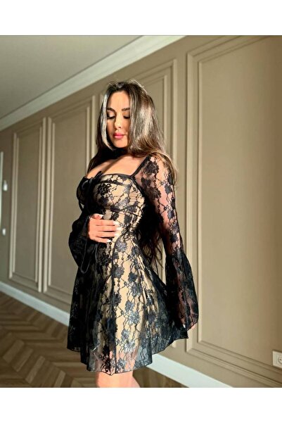 zoezoe Antonio Tasarım Dantel Mini Elbise