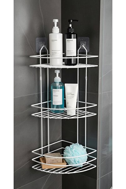 NOYALES HOME رف زاوية للحمام من الفولاذ المقاوم للصدأ باللون الأبيض مكون من ث...