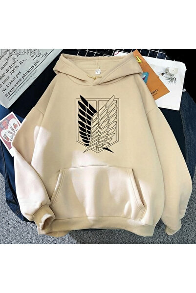 EFFRENATU Attack on Titan Print Hooded Oversized Sweatshirt
