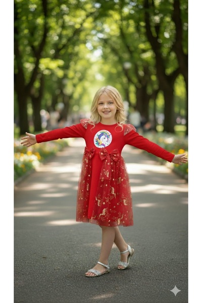 BEGONYA BEBECE KIDS Karekter Printed Girls' Dress for Special Occasions