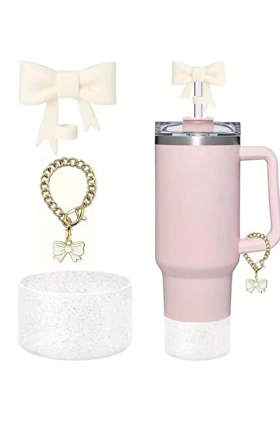 alisa 1 Takım 3 Parça 10mm Şık Fiyonk Silikon Pipet Ucu, 30&40oz Termoslar için