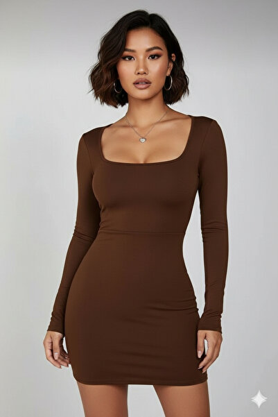 Rora Long Sleeve Stretch Fabric Mini Dress (Transitional and Winter)