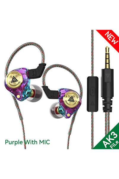 Choice AK3FiLe Purple(New) QKZ AK3 FiLe Wired Earphone with Microphone HiFi M...