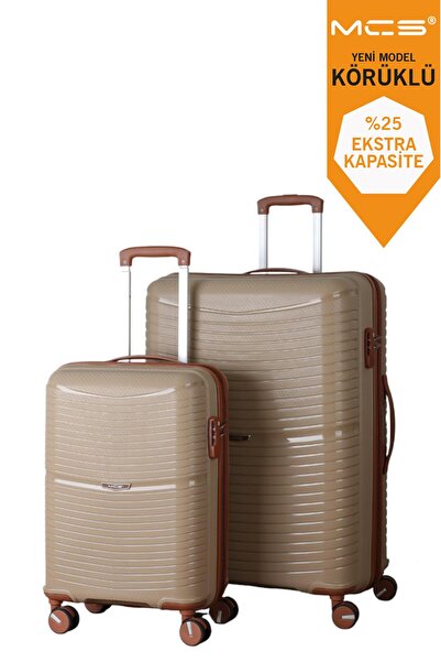 MÇS V379 AURA Y.ÜRETİM PP VALİZ 55 CM + 75 CM SİYAH SET