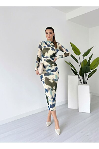 Lensia Rochie din tul cu guler căptușit