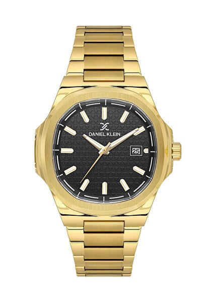 Daniel Klein 41 mm Men's Wristwatch with Black Dial Gold Color Band Gift Pack...