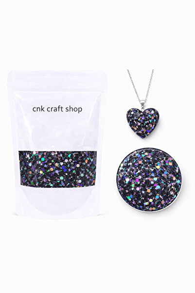 cnk craft shop Holografik Siyah Chunky Glitter Epoksi Mum Kokulutaş Reçine 4gr