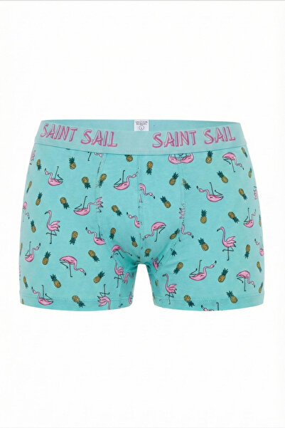 Saint Sail Flamingo and Pineapple Patterned'Tropical' Turquoise Cotton Men's ...