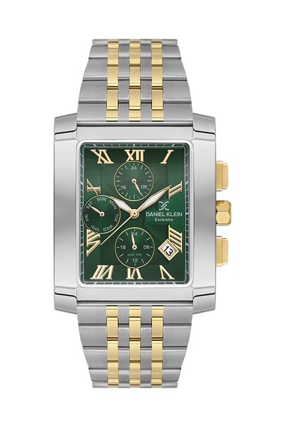 Daniel Klein Men's Wristwatch with Dial Green Band Gold Silver Color Gift Pac...