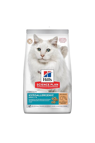 HİLLSA طعام للقطط البالغة مقاوم للحساسية خالي من الحبوب مع بروتين البيض والحش...