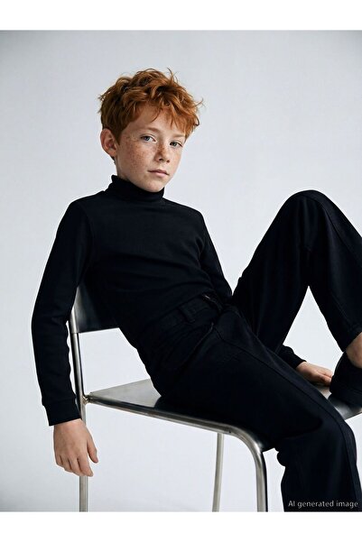 LC Waikiki Half Turtleneck Basic Boy's T-Shirt