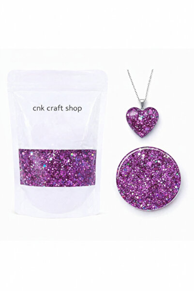 cnk craft shop Mor Chunky Holografik Glitter Epoksi Mum Kokulutaş Reçine 4gr