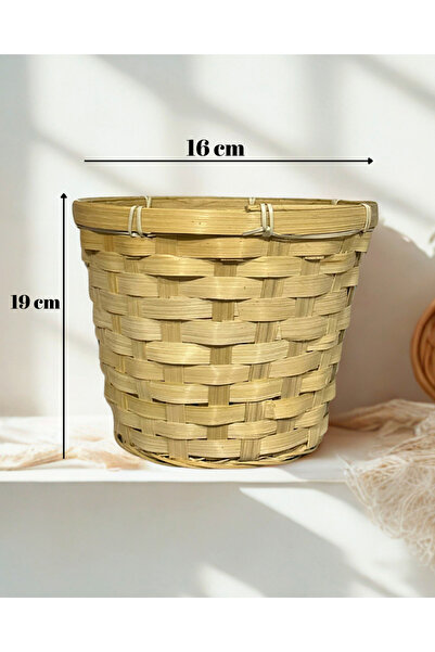 Home El Örgüsü Natural Bambu Sepet , Derin Saksılık 19 cm