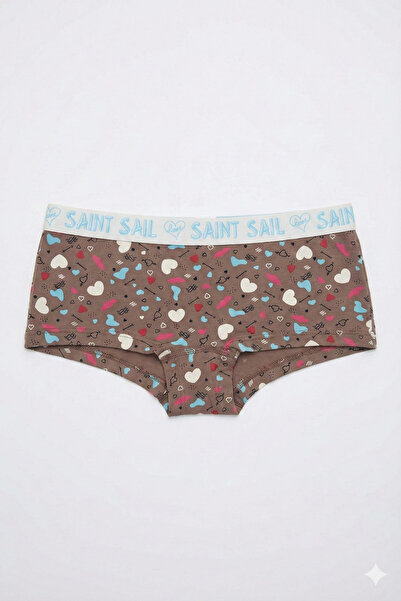 Saint Sail Dear Lover Combination Mink Brown Women's Boxer with Patterned Des...