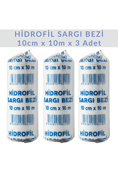 SEMATEKS HİDROFİL SARGI BEZİ 10cm x 10m Pamuklu Dokuma 3 Adet Ekonomik Rulo Boy