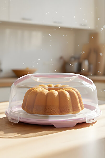 EVİONA Kilitli Kek Pasta Börek Taşıma Kabı 34cm 7Lt Büyük Boy Fanus