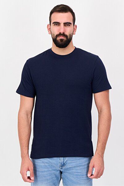 Threadbare Men Crew Neck Short Sleeve Plain T-Shirt, Navy