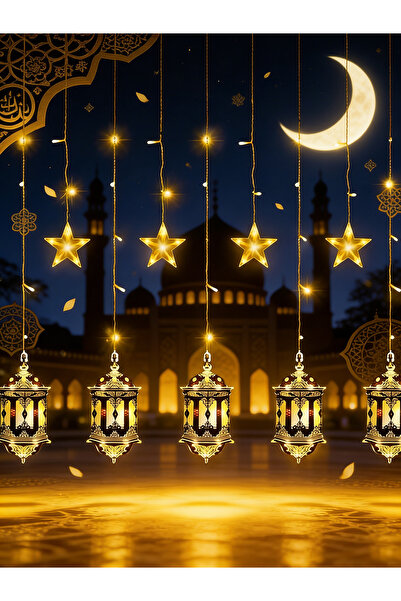 Yoawllty Ramadan Lights Hanging Wall Curtain Light Fairy Lights for Window De...