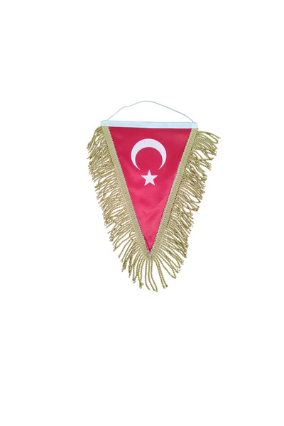 25x35 Gold Saçaklı Üçgen Türk Bayrağı