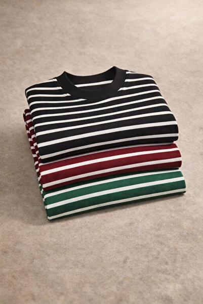 pepule Set de 3 tricouri cu dungi pentru bărbați Summer Premium