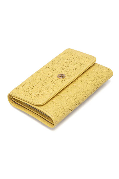 Tergan Sarı Hakiki Deri Kadın Cüzdan - S1CB00005788-L5E